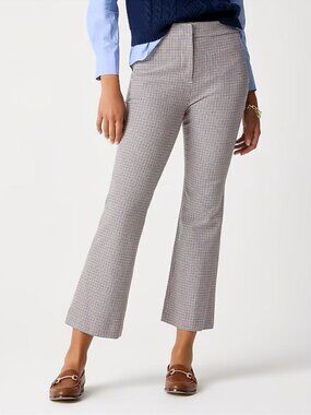 J Crew Kelsey Kick Out Flare Navy/Brown/Ivory Check Plaid size 6